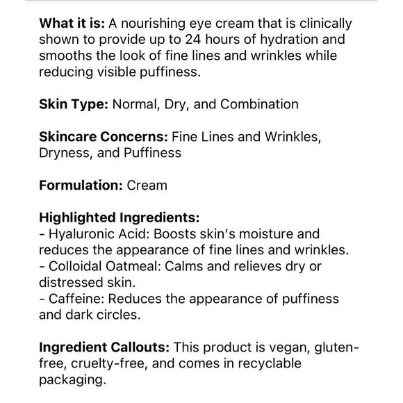 First Aid Beauty Hydrating Eye Cream with Hyaluronic Acid 15 mL BNIB MSRP $30 - Picture 3 of 8